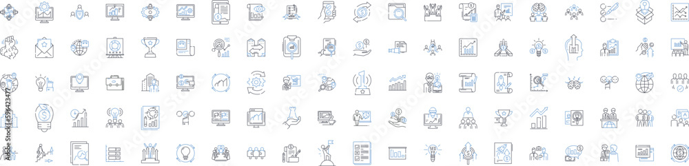 Marketing services line icons collection. Strategy, Branding, Advertising, Digital, Analytics, Social, Content vector and linear illustration. Design,Consultancy,SEO outline signs set Generative AI