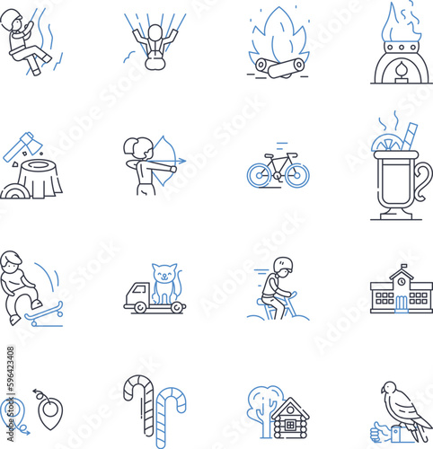 Escape line icons collection. Breakout, Liberty, Freedom, Evasion, Fugitive, Getaway, Elude vector and linear illustration. Retreat,Evade,Survive outline signs set Generative AI