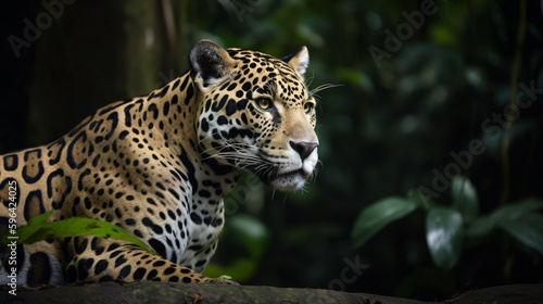 jaguar in the amazon rainforest. Generative AI