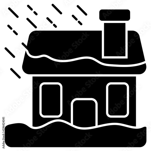 Heavy rainfall icon in flat design isolated on white background 