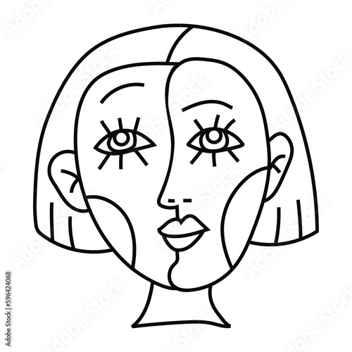 Cubist portrait of a woman vector cartoon illustration