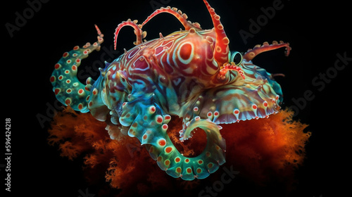 octopus underwater. Generative AI © Quentin