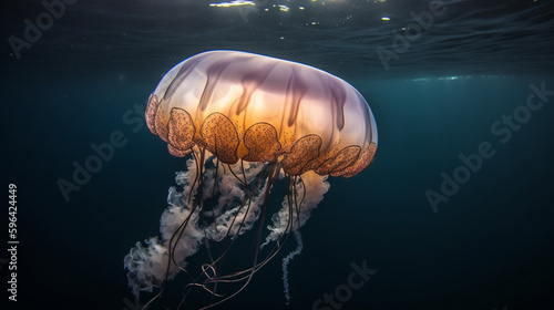jellyfish in the ocean. Generative AI © Quentin