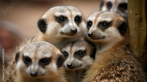 group of meerkats. Generative AI © Quentin