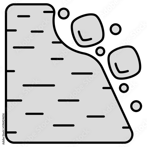 A flat design icon of landslide 