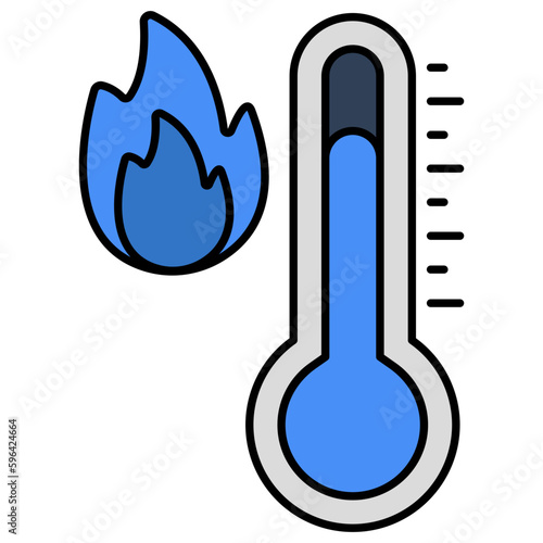 Fire temperature icon in flat design 