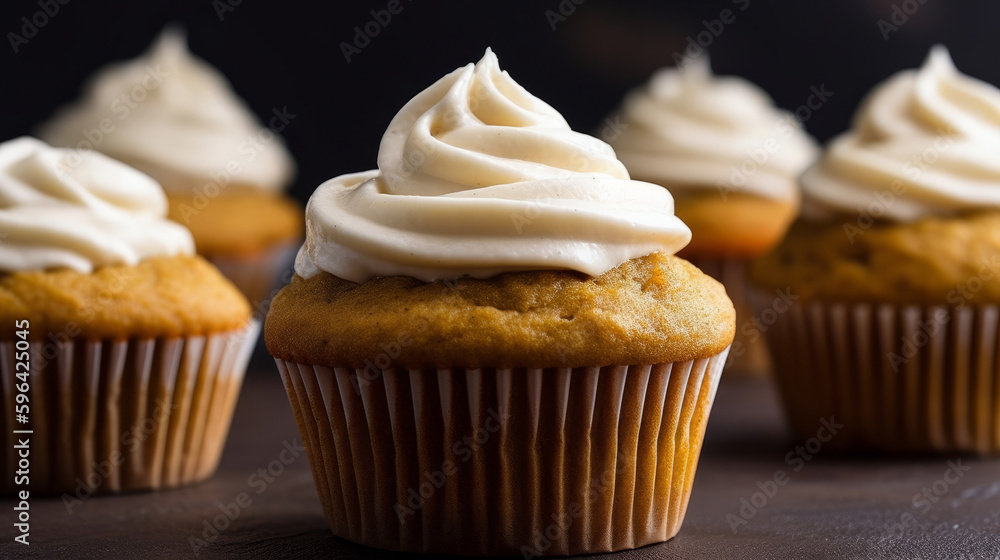Pumpkin cupcakes. Illustration AI Generative. Pumpkin cupcakes. Illustration AI Generative.