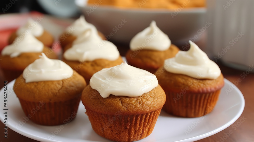 Pumpkin cupcakes. Illustration AI Generative. Pumpkin cupcakes. Illustration AI Generative.