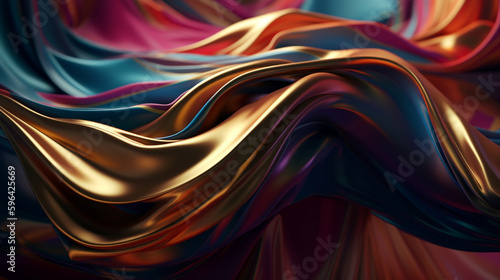 Abstract Background. Silk Waves. Colorful. Generative AI. #12