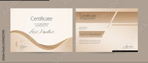 certificate border frame template with gold luxury layout. graduation award appreciation achievement diploma. vector graphic illustration