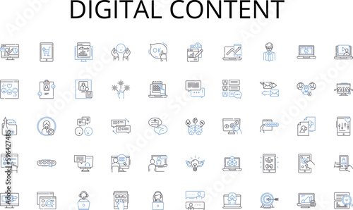 Digital content line icons collection. Celebration, Holiday, Merriment, Gala, Cheer, Joy, Revelry vector and linear illustration. Festive,Fun,Jolly outline signs set Generative AI photo