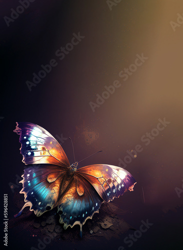  Colorful butterfly with wings spread out , Generative AI illustration