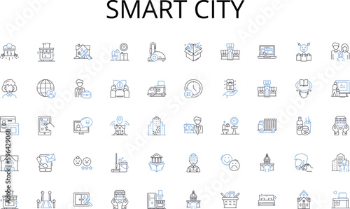 Smart city line icons collection. Recliner, Rocker, Armchair, Swivel, Thr, Chaise, Bamboo vector and linear illustration. Stool,Ottoman,Barstool outline signs set Generative AI