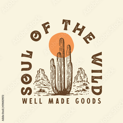 wild illustration cactus graphic desert design emblem vintage landscape photo