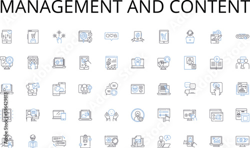 Management and content line icons collection. Customers, Users, Patrons, Consumers, Guests, Buyers, Subscribers vector and linear illustration. Members,Stakeholders,Visitors outline Generative AI