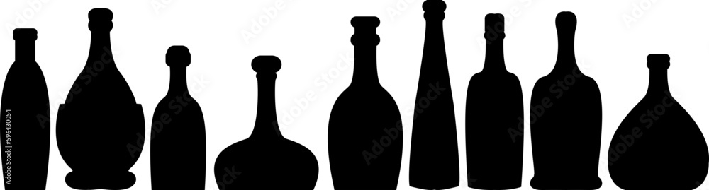 set of wine bottles , silhouettes of different design of wine bottle svg vector file set of wine bottles , silhouettes of different design of wine bottle svg vector file