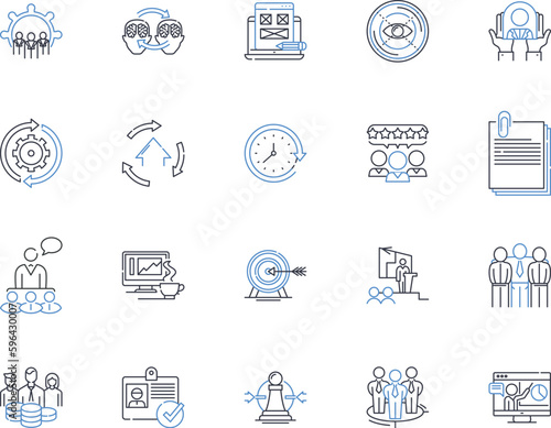 Administrative staff line icons collection. Secretarial, Clerical, Office, Support, Assistance, Administrative, Receptionist vector and linear illustration. Filing,Mail,Data entry Generative AI
