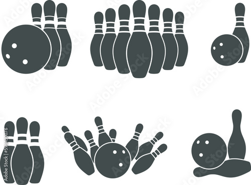 Bowling pins silhouette, Bowling ball silhouette, Bowling Kegel SVG.