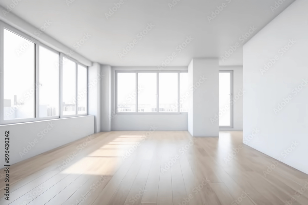Empty room in a bright clean interior , White empty room with wooden floor Empty room in a bright clean interior , White empty room with wooden floor