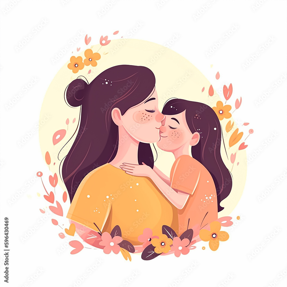 Happy Mothers Day, mom day, white background. Generative AI Happy Mothers Day, mom day, white background. Generative AI