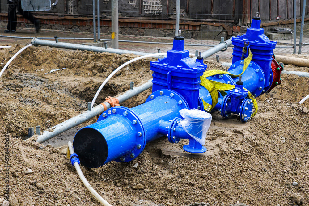 New 300mm city main drink water pipeline with gate valves before