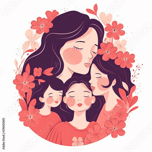 Happy Mothers Day  mom day  white background.  Generative AI