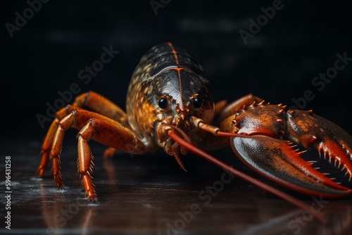 High-quality lobster in striking orange and black coloration. Generative AI