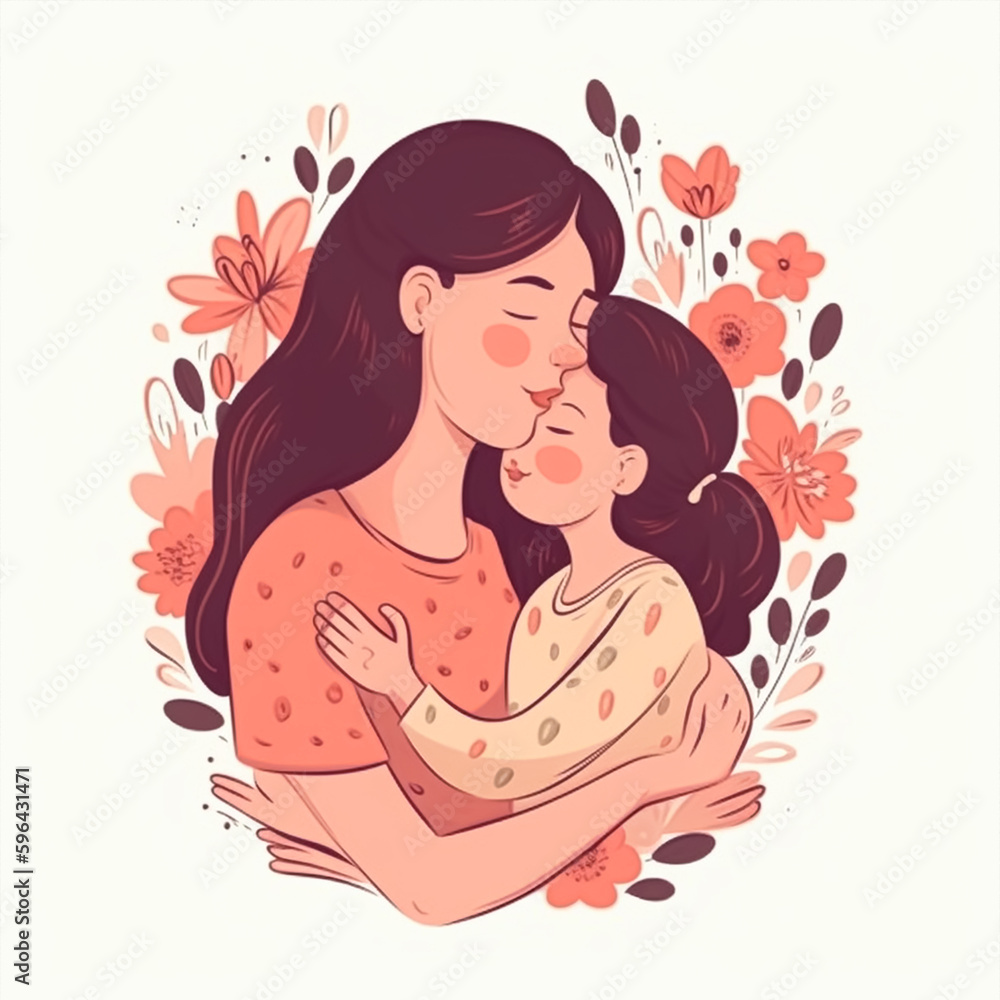 Happy Mothers Day, mom day, white background. Generative AI Happy Mothers Day, mom day, white background. Generative AI