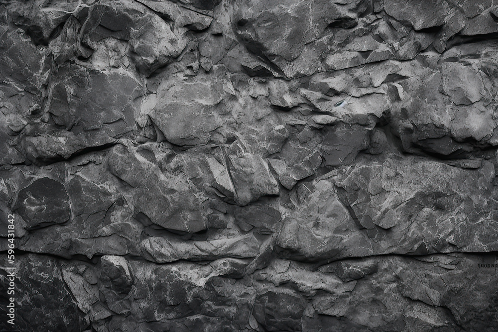 Black white grunge background for design, Old rough concrete wall with cracks, Close-up, Dark gray distressed texture, Crushed, broken, damaged surface, created with Generative AI Black white grunge background for design, Old rough concrete wall with cracks, Close-up, Dark gray distressed texture, Crushed, broken, damaged surface, created with Generative AI