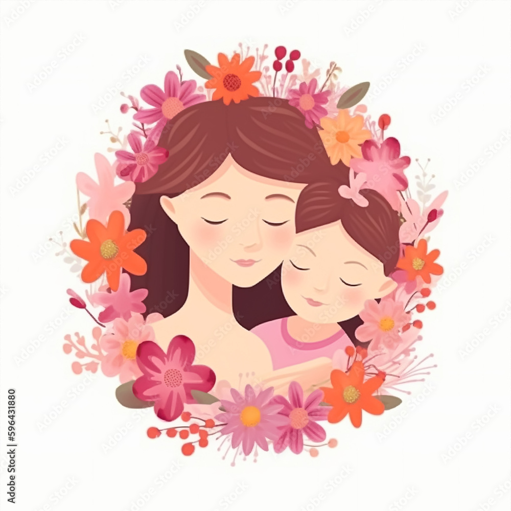 Happy Mothers Day, mom day, white background. Generative AI Happy Mothers Day, mom day, white background. Generative AI