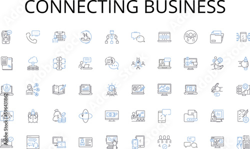 Connecting business line icons collection. Conservation, Biodiversity, Renewable, Green, Restoration, Ecology, Carbon vector and linear illustration. Oceans,Ecosystem,Reduction outline Generative AI