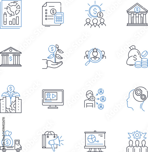 retail management line icons collection. Merchandising, Inventory, Sales, Customer service, Supply chain, Pricing, Marketing vector and linear illustration. Distribution,Analytics,Store Generative AI