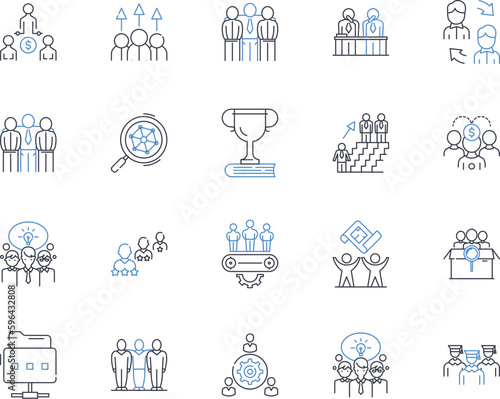 Immigration reform line icons collection. Citizenship, Borders, Deportation, Undocumented, Refugees, Asylum, Green card vector and linear illustration. Integration,Sanctuary,DACA outline Generative AI
