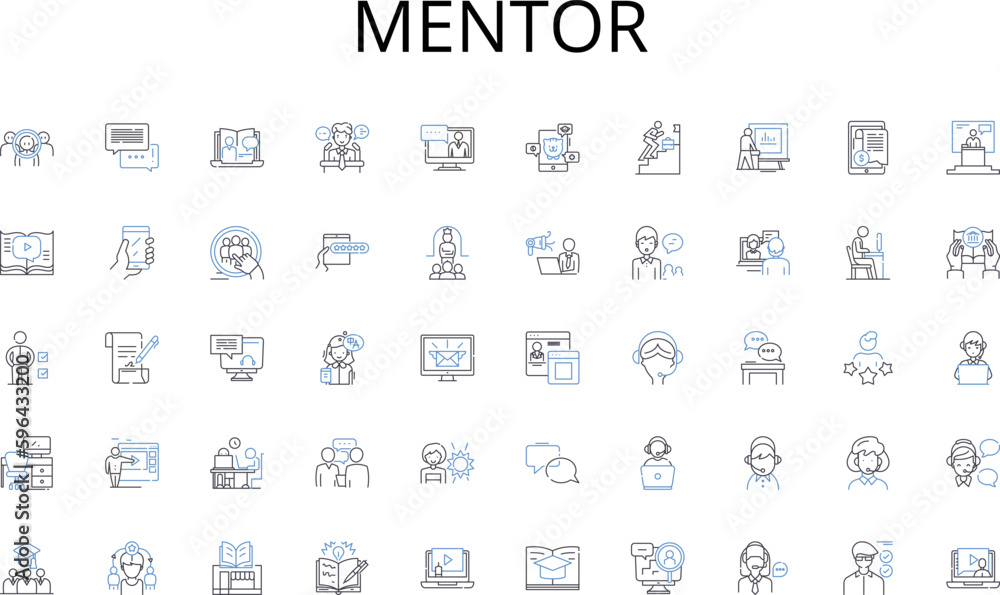 Mentor line icons collection. Convenience, Variety, Savings, Accessibility, Speed, Security, Discounts vector and linear illustration. Reviews,Comparison,Shipping outline signs set Generative AI