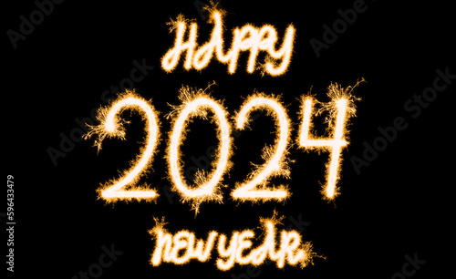 Happy New Year 2024 sparkling Typography photo