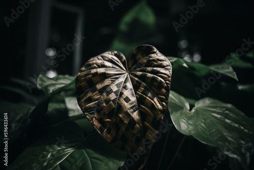 Image of large checkered leaf. Generative AI