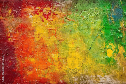 Canvas Grunge Texture, Colorful Paint on the Wood, Red Yellow Green Paint Color, Celebration background, created with Generative AI