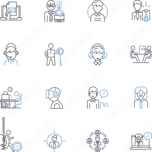 Support staff line icons collection. Assistants, Staffing, Helpers, Administrators, Teamwork, Attendants, Cooperation vector and linear illustration. Helpers,Service,Secretary outline Generative AI