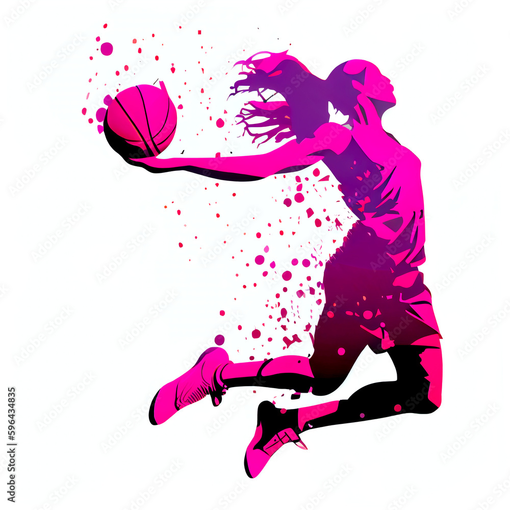 Woman Slam Dunking vector illustration, generative ai