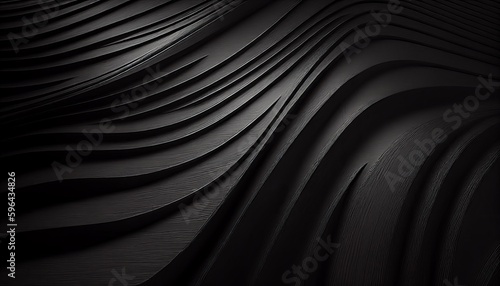 Black Silky Wood Grain Texture Background with Horizontal Waves
