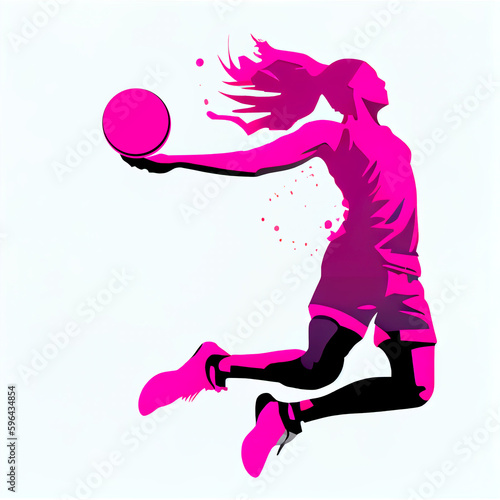 Woman Slam Dunking vector illustration, generative ai photo