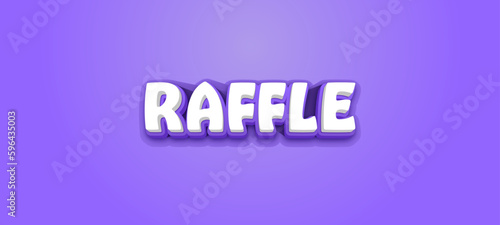 RAFFLE - Vector typography with 3d effect on purple background
