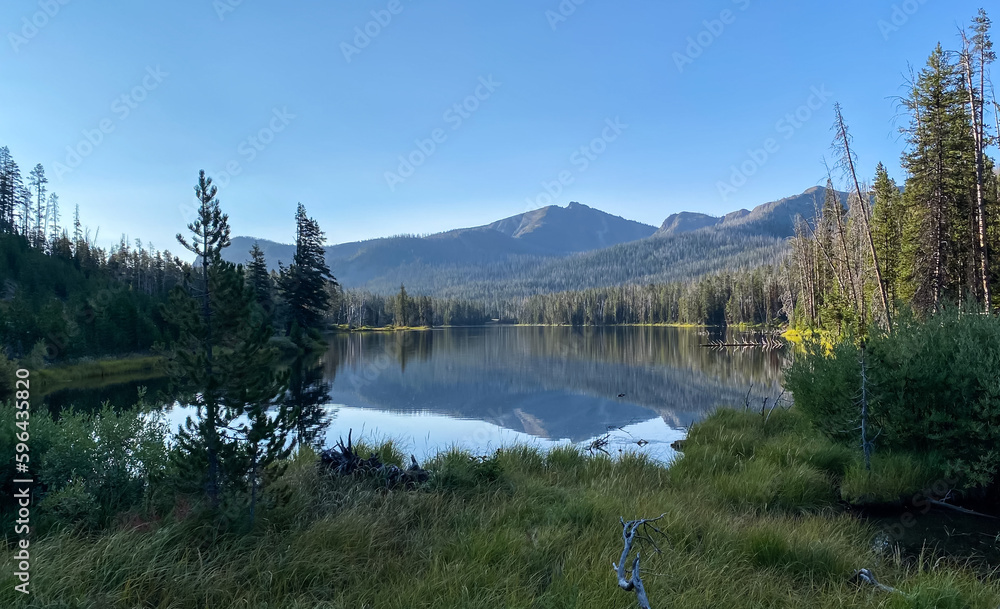 Sylvan Lake on a summer morning in Yellowstone National Park