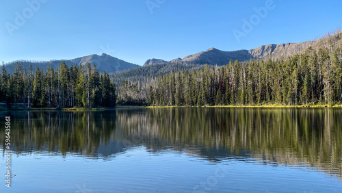 Sylvan Lake on a summer morning in Yellowstone National Park