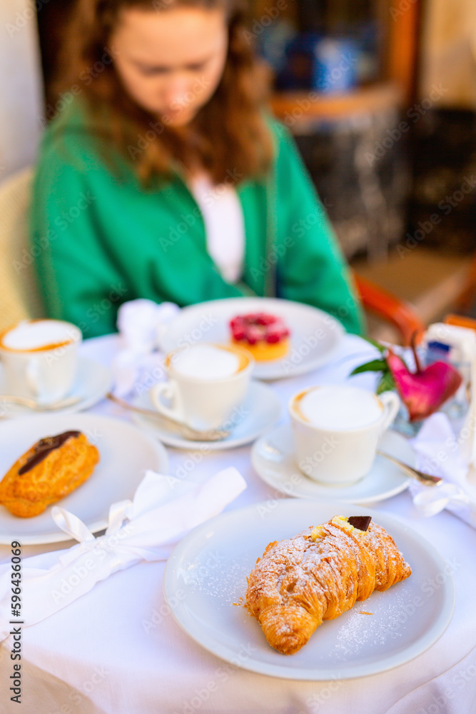 Delicious croissant and eclair dessert Delicious croissant and eclair dessert