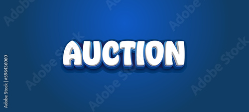 AUCTION - Vector typography with 3d effect on blue background