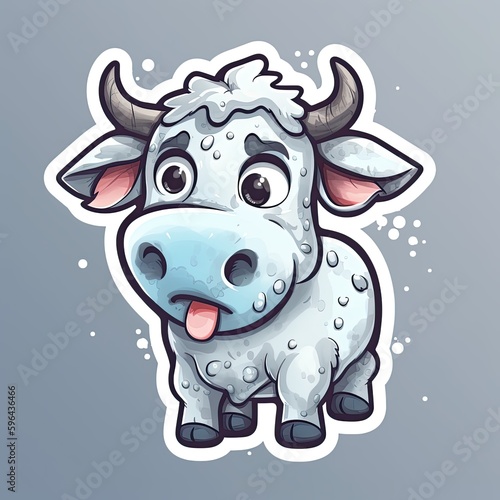 Adorable Cartoon Cow Illustration - Fun Farm Animal Sticker Design  Generative AI