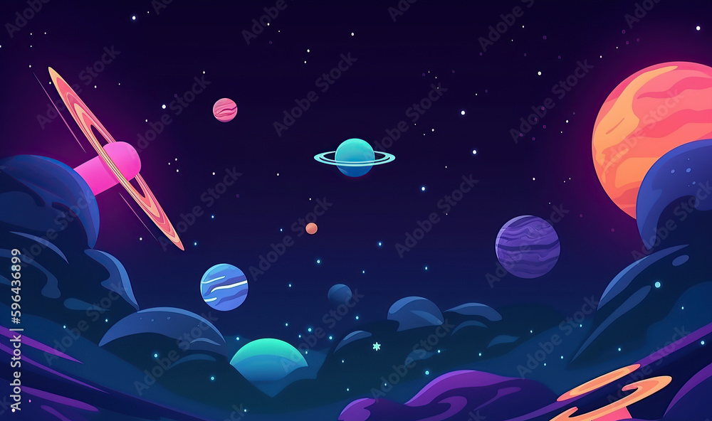 Space and planet background, Planets surface with craters, stars and comets in dark space, game assets, sprites, textured, created with Generative AI