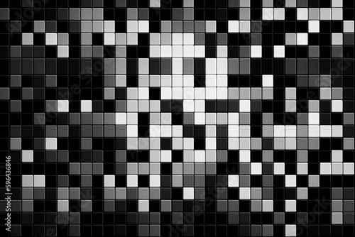 Black 3D geometric square background created by Generative AI