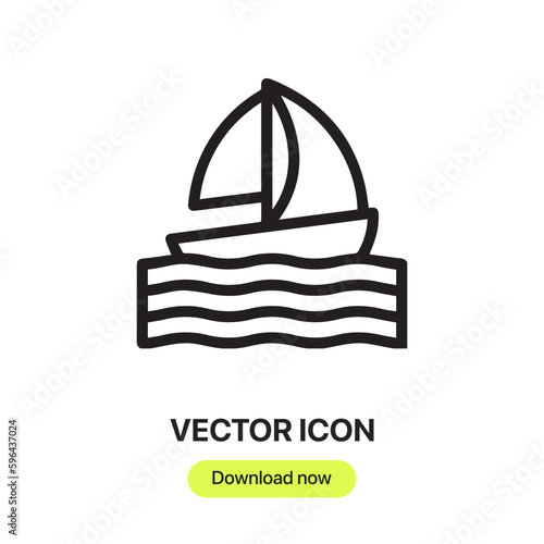 sail boat icon vector. Linear style sign for mobile concept and web design. sail boat symbol illustration. Pixel vector graphics - Vector.